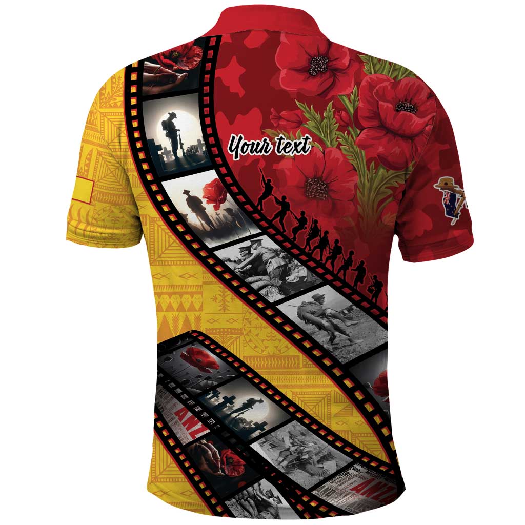 Personalised Niue ANZAC 1915-2026 Filmstrip Polo Shirt Lest We Forget 25 April