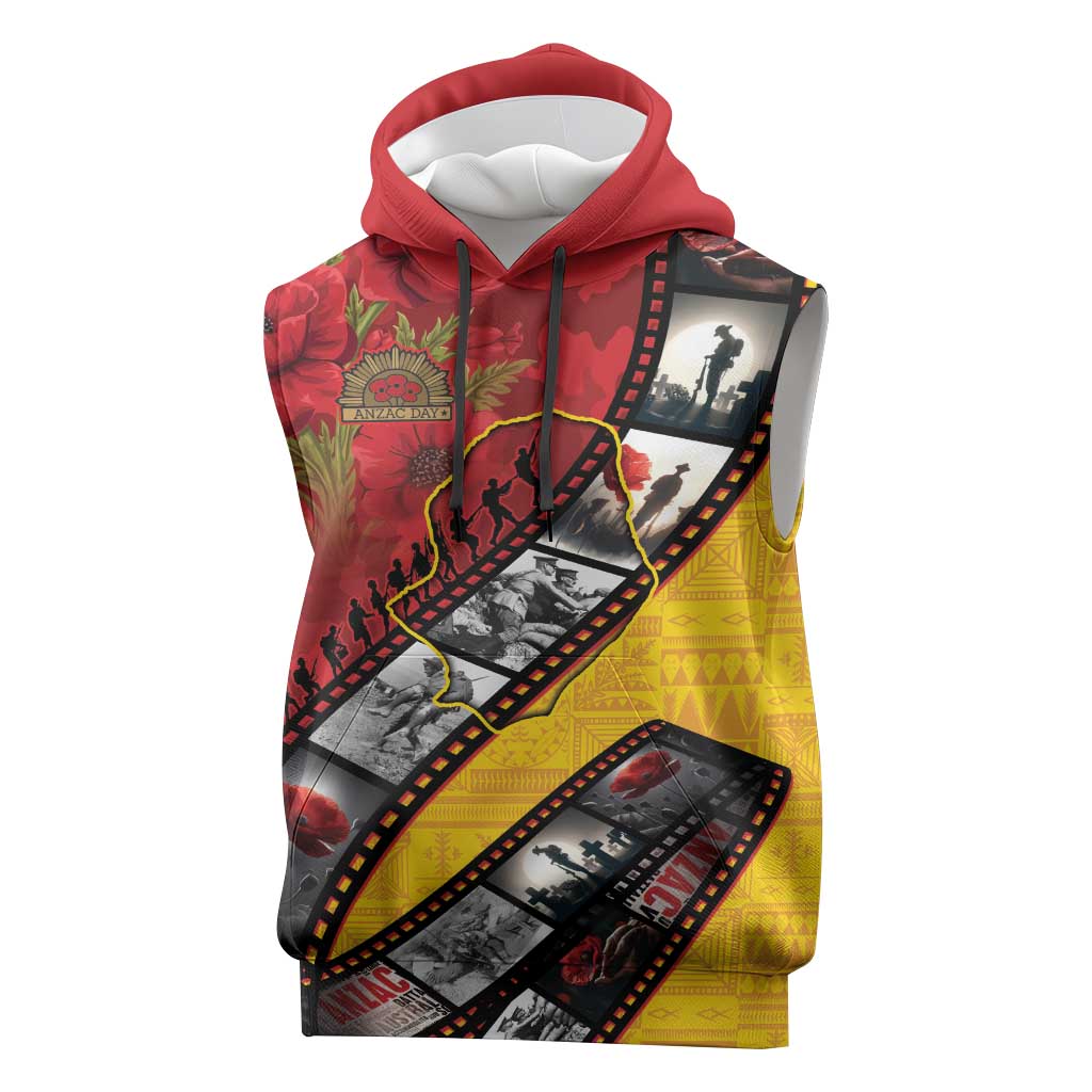 Personalised Niue ANZAC 1915-2026 Filmstrip Sleeveless Hoodie Lest We Forget 25 April