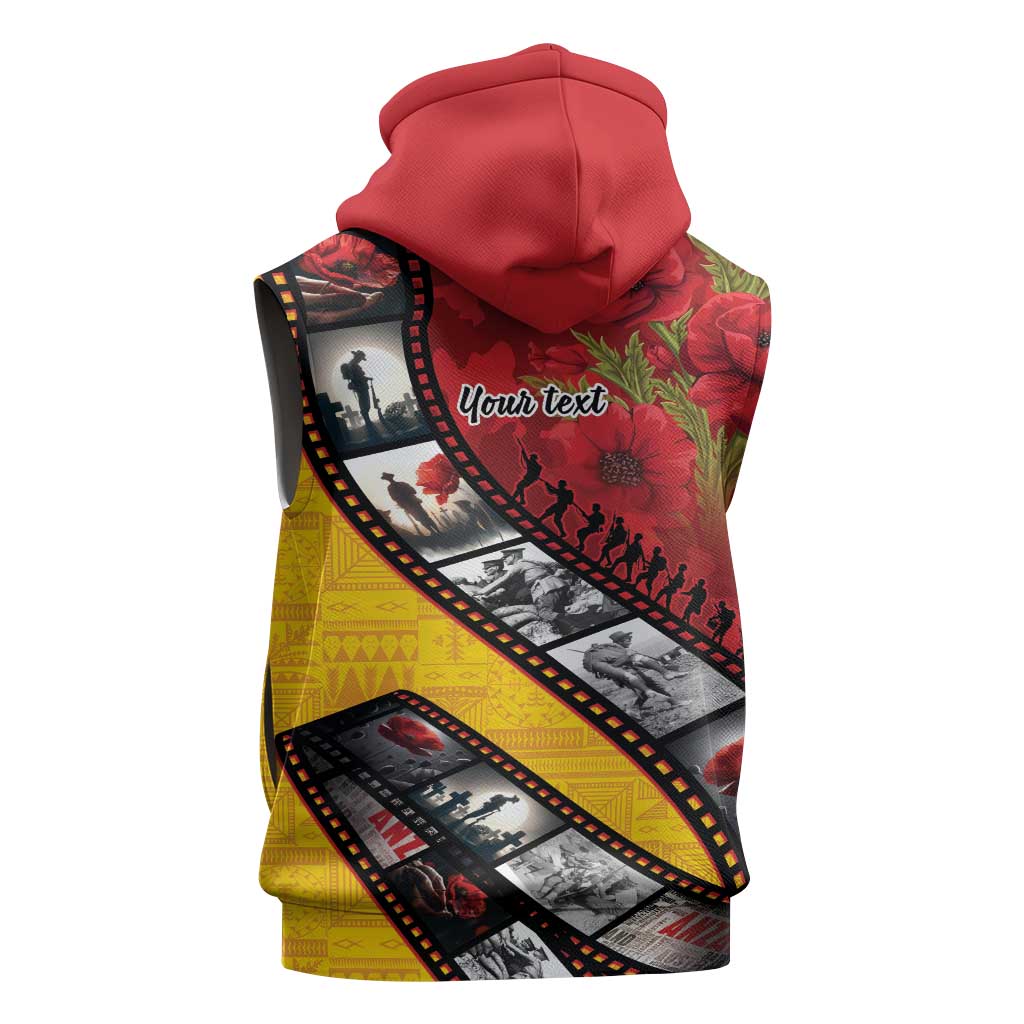 Personalised Niue ANZAC 1915-2026 Filmstrip Sleeveless Hoodie Lest We Forget 25 April
