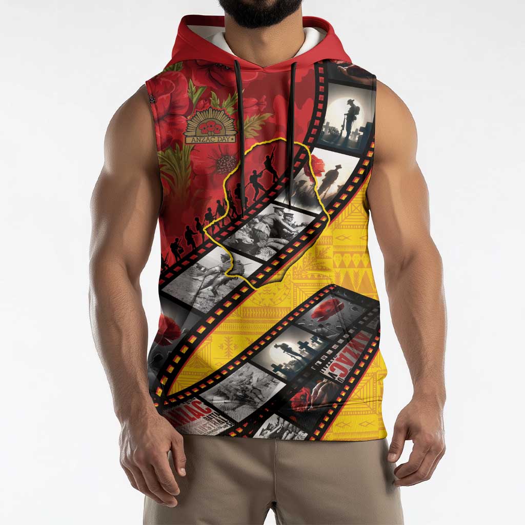 Personalised Niue ANZAC 1915-2026 Filmstrip Sleeveless Hoodie Lest We Forget 25 April