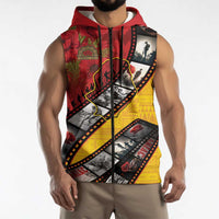 Personalised Niue ANZAC 1915-2026 Filmstrip Sleeveless Zip Hoodie Lest We Forget 25 April