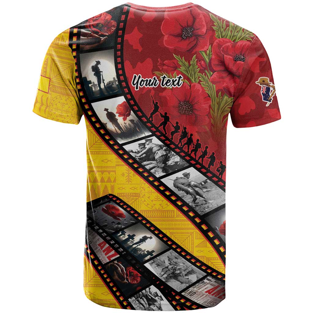 Personalised Niue ANZAC 1915-2026 Filmstrip T Shirt Lest We Forget 25 April LT9 - Polynesian Pride
