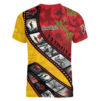 Personalised Niue ANZAC 1915-2026 Filmstrip Women V-Neck T-Shirt Lest We Forget 25 April