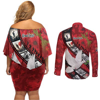 Personalised Tonga ANZAC 1915-2026 Filmstrip Couples Matching Off Shoulder Short Dress and Long Sleeve Button Shirt Lest We Forget 25 April
