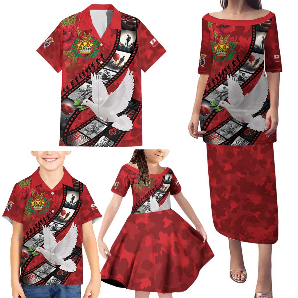 Personalised Tonga ANZAC 1915-2026 Filmstrip Family Matching Puletasi and Hawaiian Shirt Lest We Forget 25 April
