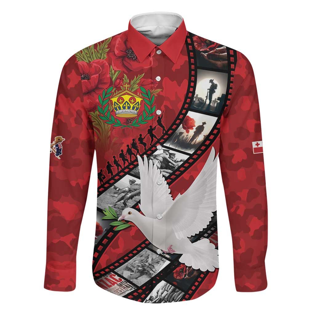 Personalised Tonga ANZAC 1915-2026 Filmstrip Family Matching Short Sleeve Bodycon Dress and Hawaiian Shirt Lest We Forget 25 April