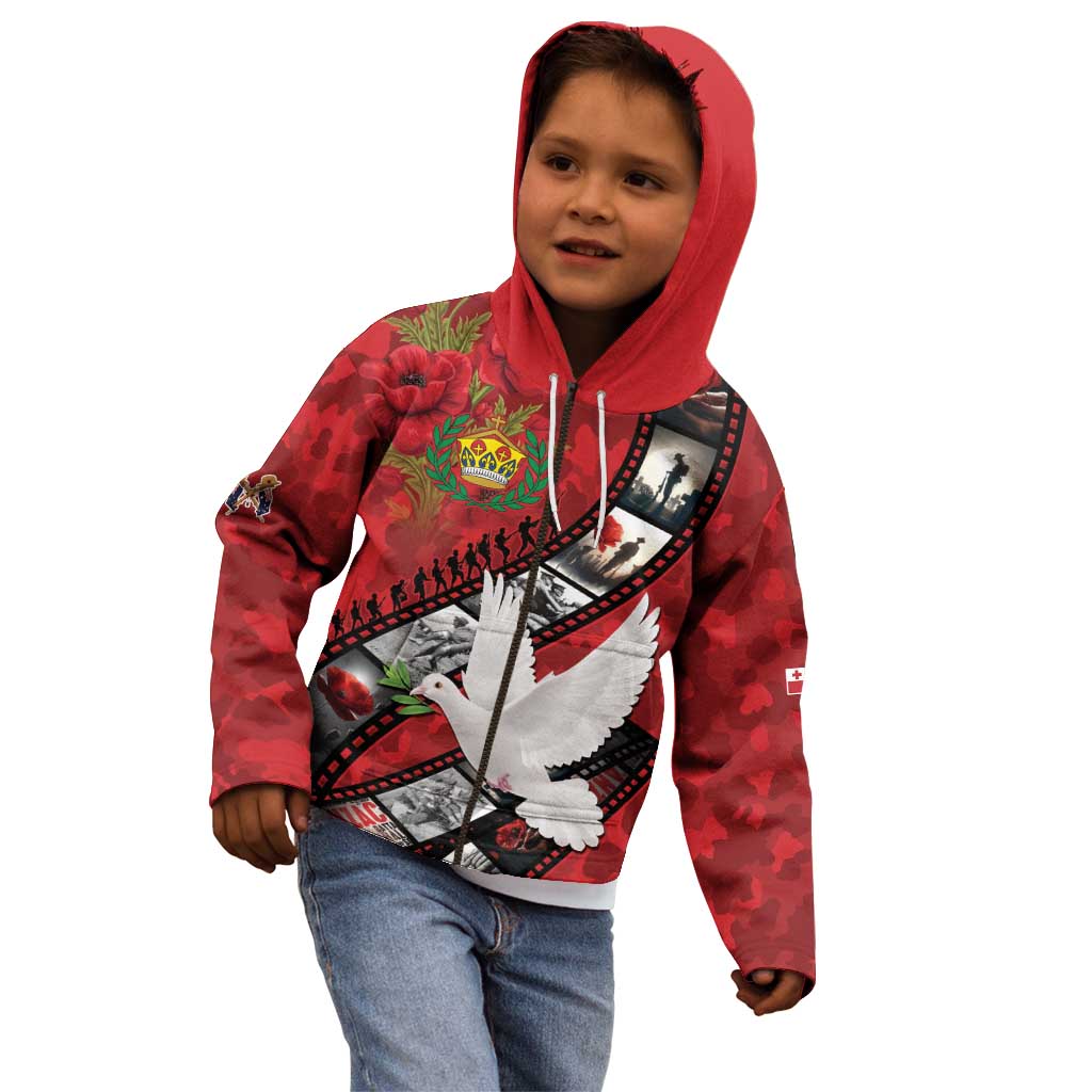 Personalised Tonga ANZAC 1915-2026 Filmstrip Kid Hoodie Lest We Forget 25 April