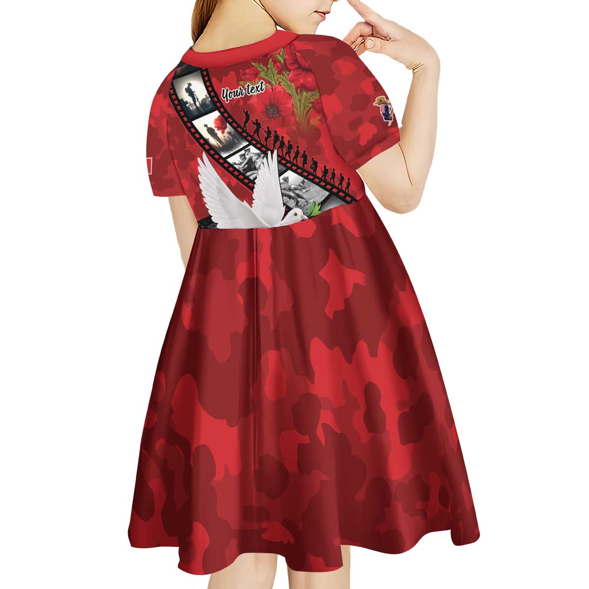 Personalised Tonga ANZAC 1915-2026 Filmstrip Kid Short Sleeve Dress Lest We Forget 25 April LT9 - Polynesian Pride