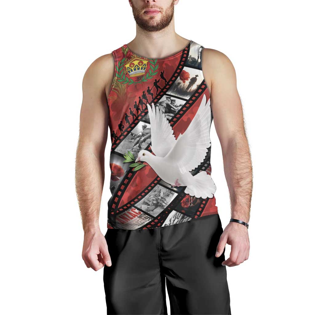 Personalised Tonga ANZAC 1915-2026 Filmstrip Men Tank Top Lest We Forget 25 April