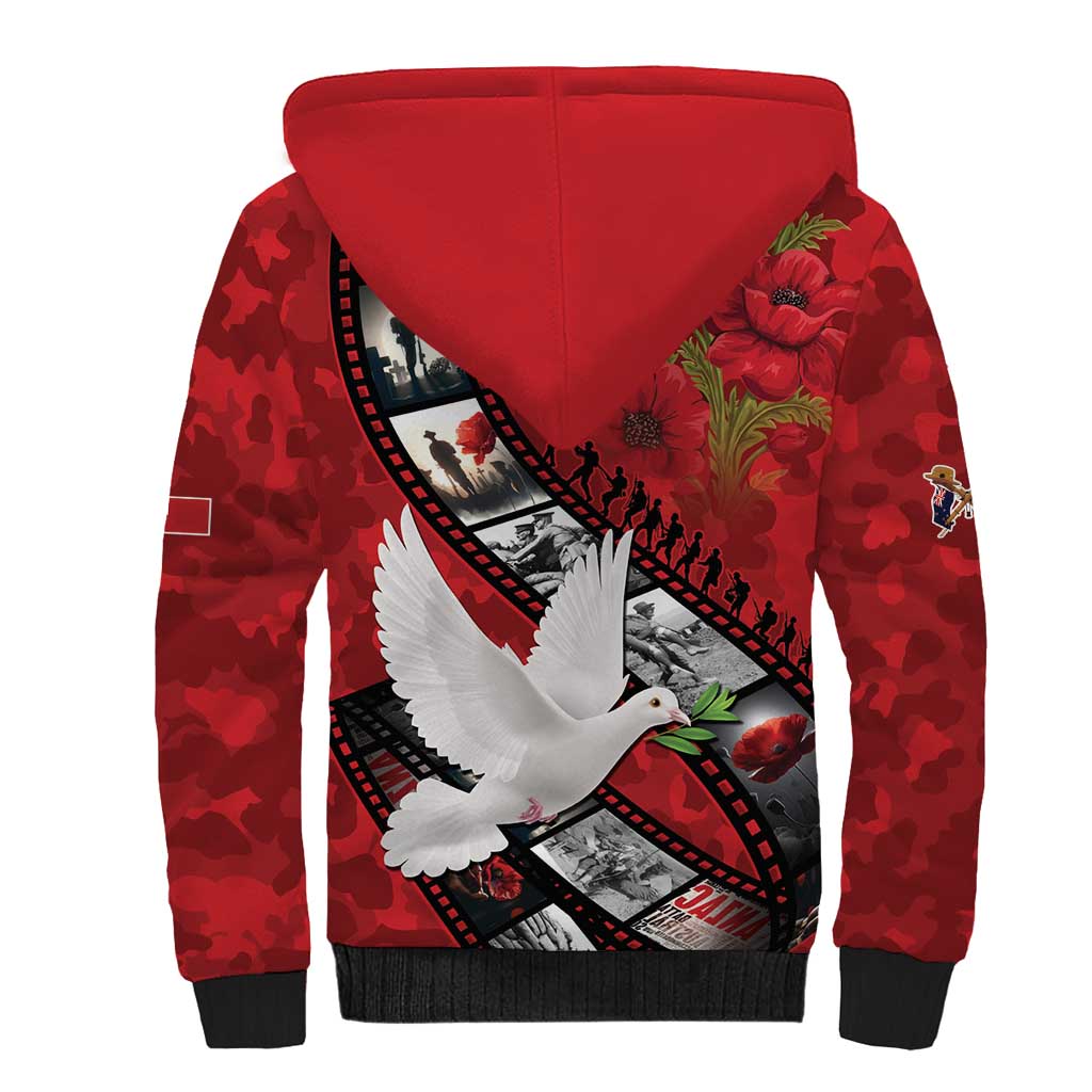Personalised Tonga ANZAC 1915-2026 Filmstrip Sherpa Hoodie Lest We Forget 25 April LT9 - Polynesian Pride
