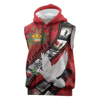 Personalised Tonga ANZAC 1915-2026 Filmstrip Sleeveless Hoodie Lest We Forget 25 April LT9 Red - Polynesian Pride