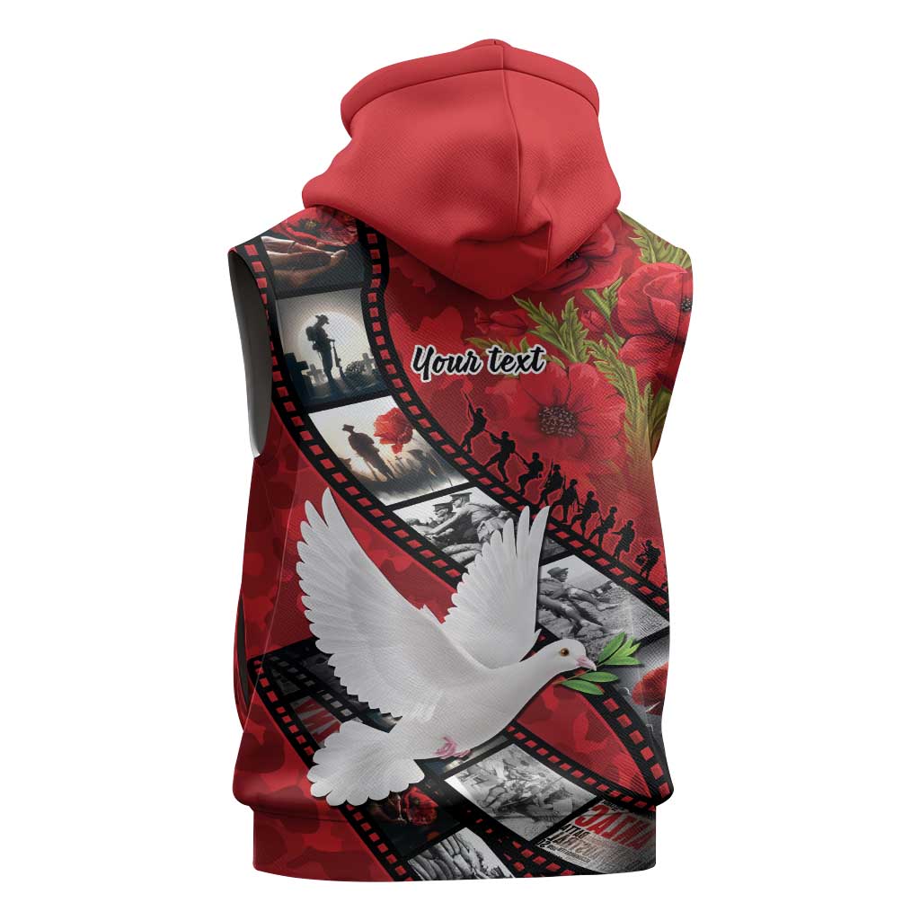 Personalised Tonga ANZAC 1915-2026 Filmstrip Sleeveless Hoodie Lest We Forget 25 April LT9 - Polynesian Pride