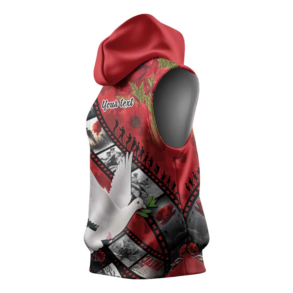 Personalised Tonga ANZAC 1915-2026 Filmstrip Sleeveless Hoodie Lest We Forget 25 April LT9 - Polynesian Pride