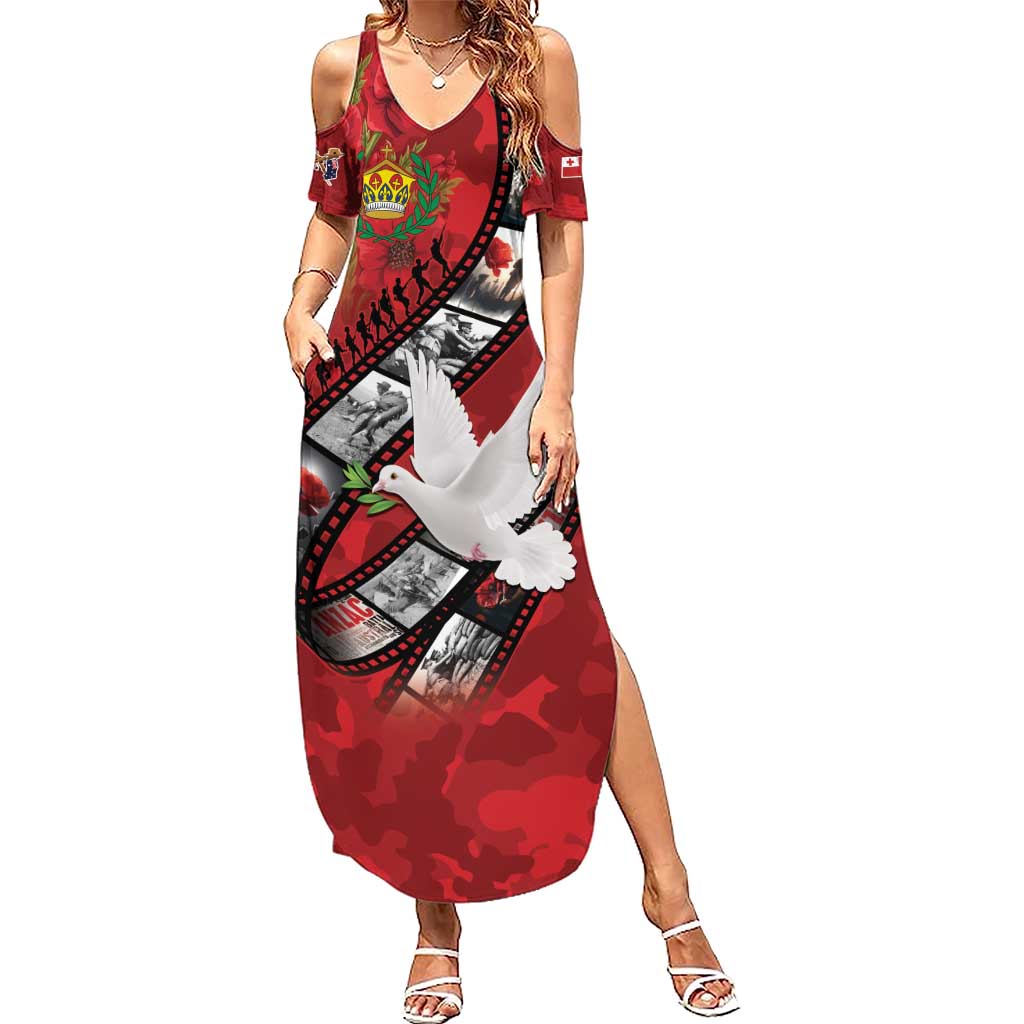 Personalised Tonga ANZAC 1915-2026 Filmstrip Summer Maxi Dress Lest We Forget 25 April