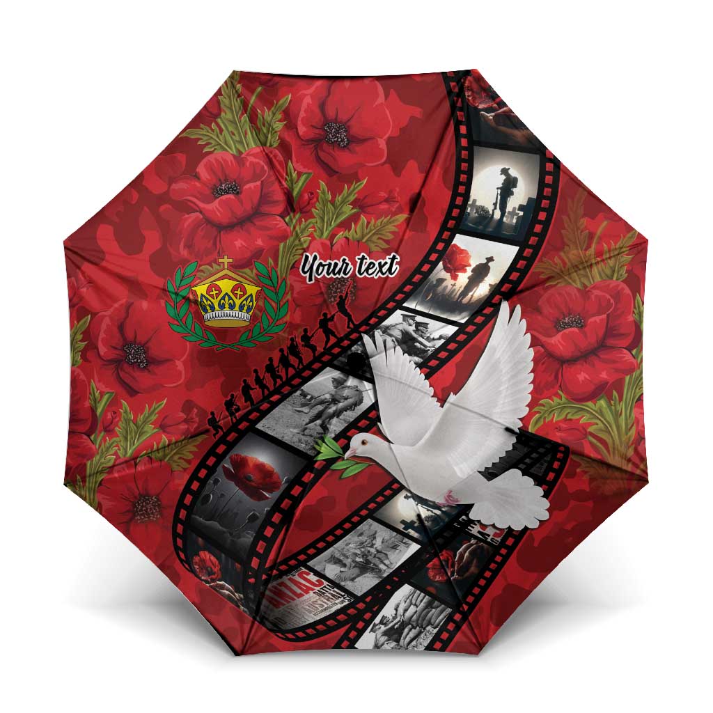 Personalised Tonga ANZAC 1915-2026 Filmstrip Umbrella Lest We Forget 25 April LT9 One Size Folded 11.42 inch Opened Diameter 37.4 inch Red - Polynesian Pride