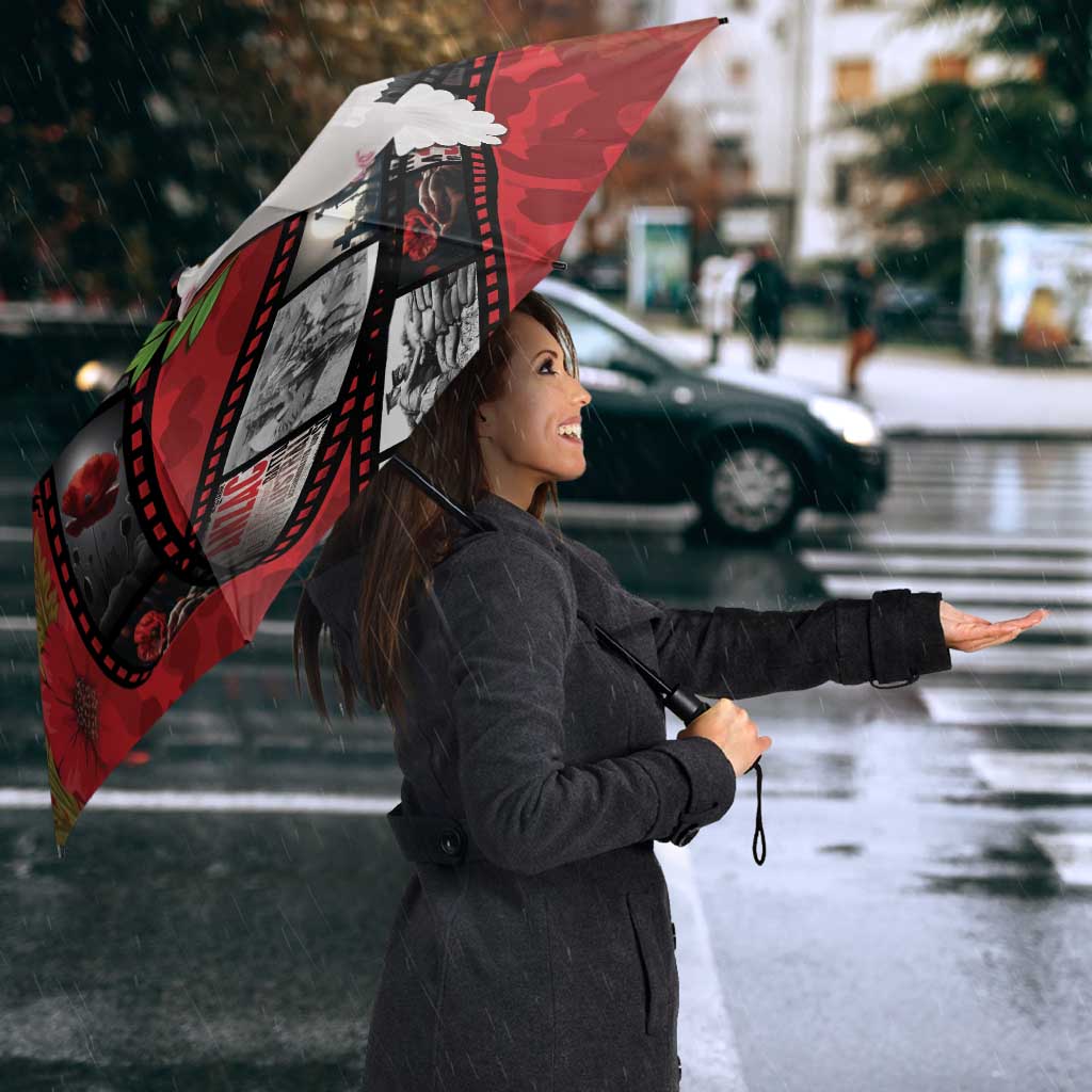Personalised Tonga ANZAC 1915-2026 Filmstrip Umbrella Lest We Forget 25 April LT9 - Polynesian Pride