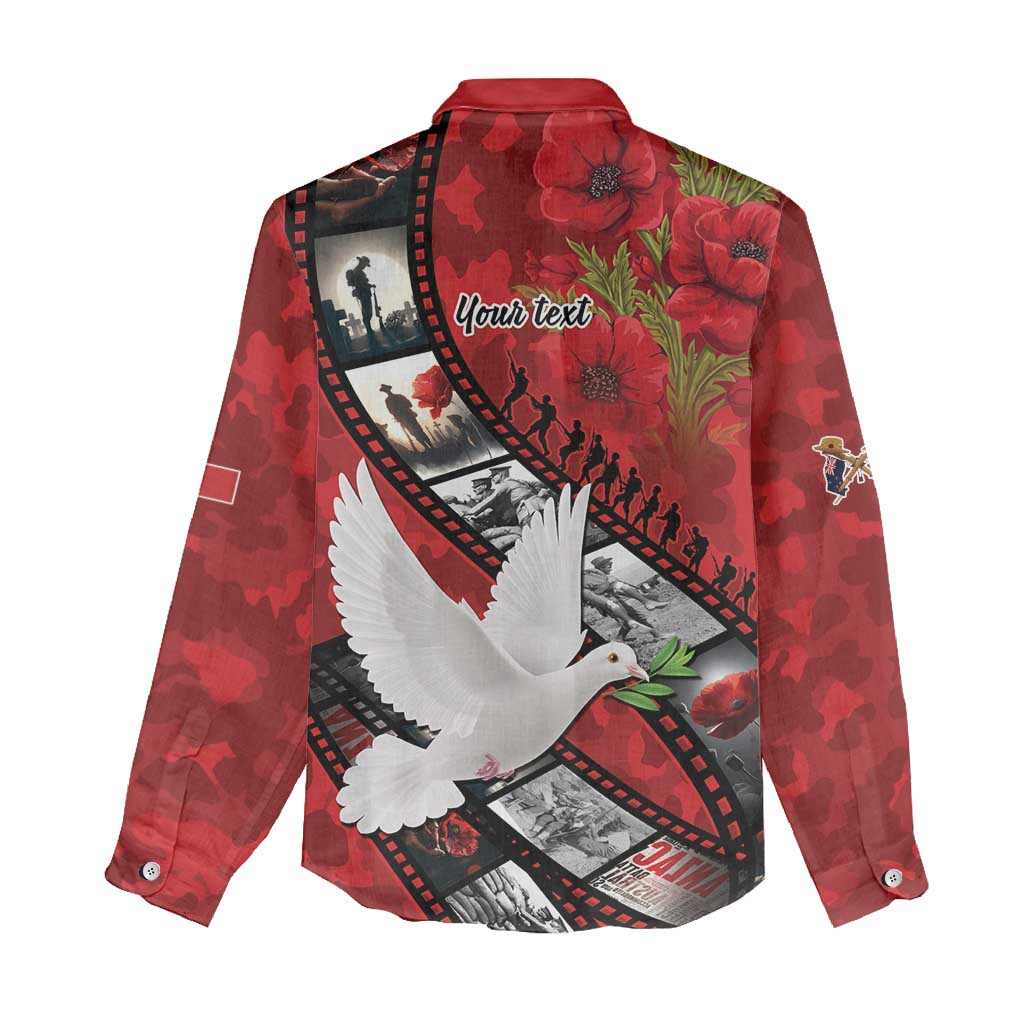 Personalised Tonga ANZAC 1915-2026 Filmstrip Women Casual Shirt Lest We Forget 25 April