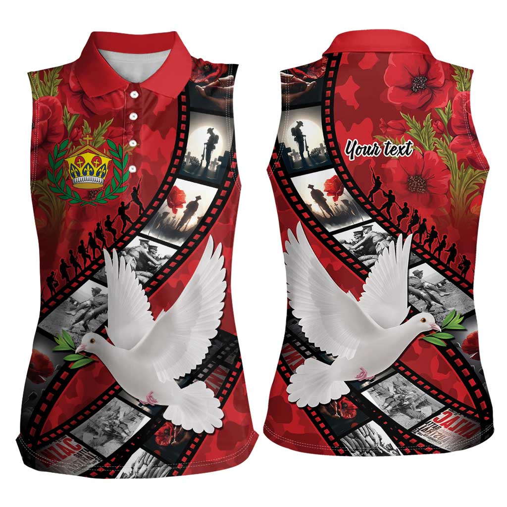 Personalised Tonga ANZAC 1915-2026 Filmstrip Women Sleeveless Polo Shirt Lest We Forget 25 April