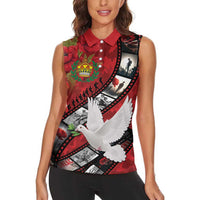 Personalised Tonga ANZAC 1915-2026 Filmstrip Women Sleeveless Polo Shirt Lest We Forget 25 April
