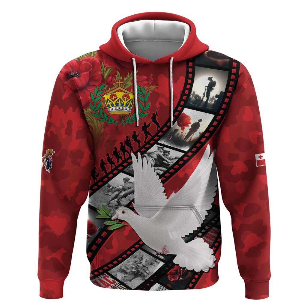 Personalised Tonga ANZAC 1915-2026 Filmstrip Zip Hoodie Lest We Forget 25 April