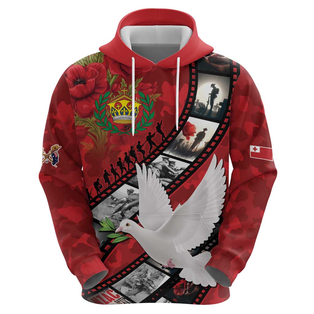 Personalised Tonga ANZAC 1915-2026 Filmstrip Zip Hoodie Lest We Forget 25 April