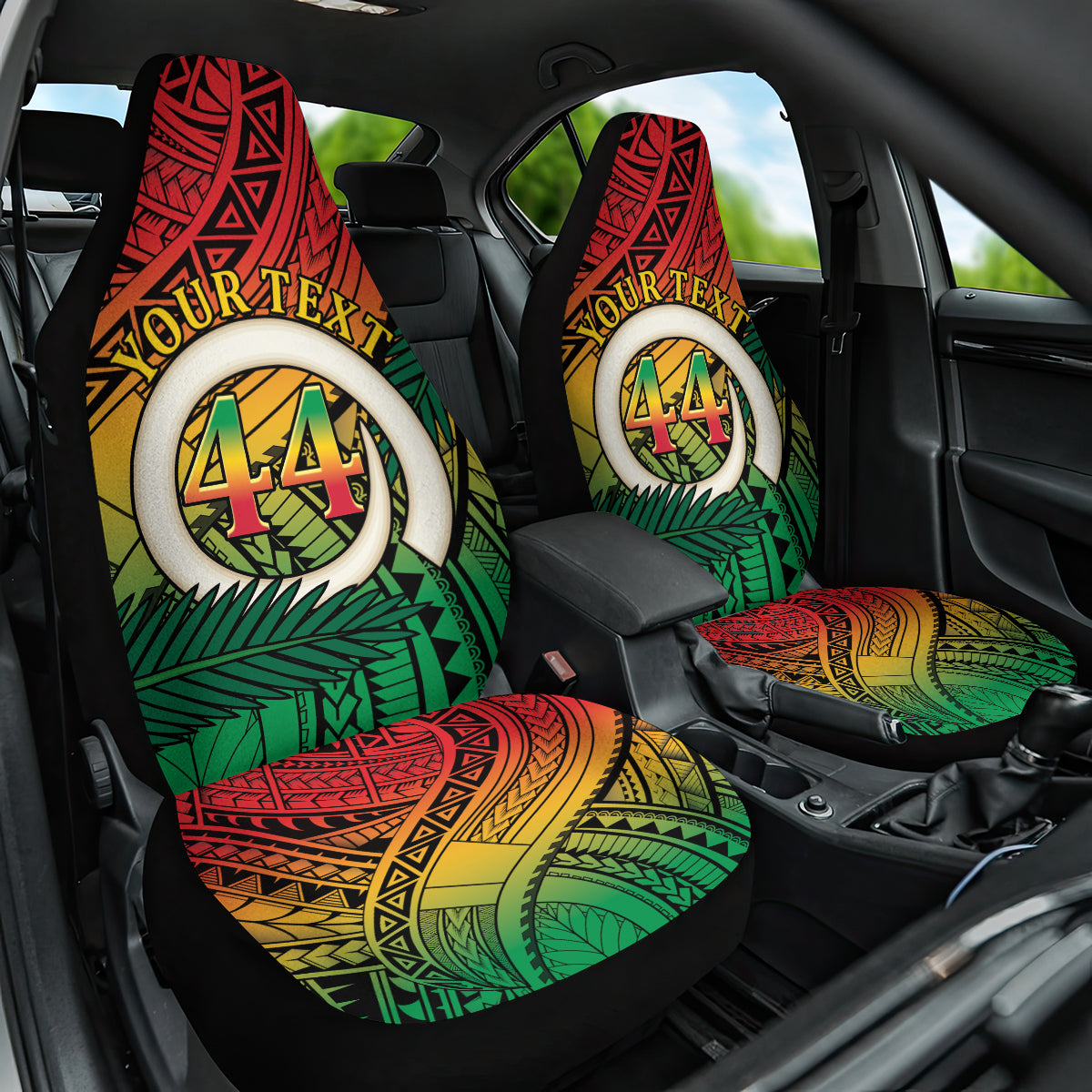 Personalised Vanuatu Yumi 44th Indipendens Dei Car Seat Cover Vanuatuan Broad Tusk with Polynesian Tribal