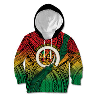 Personalised Vanuatu Yumi 44th Indipendens Dei Kid Hoodie Vanuatuan Broad Tusk with Polynesian Tribal LT9 Hoodie Reggae - Polynesian Pride