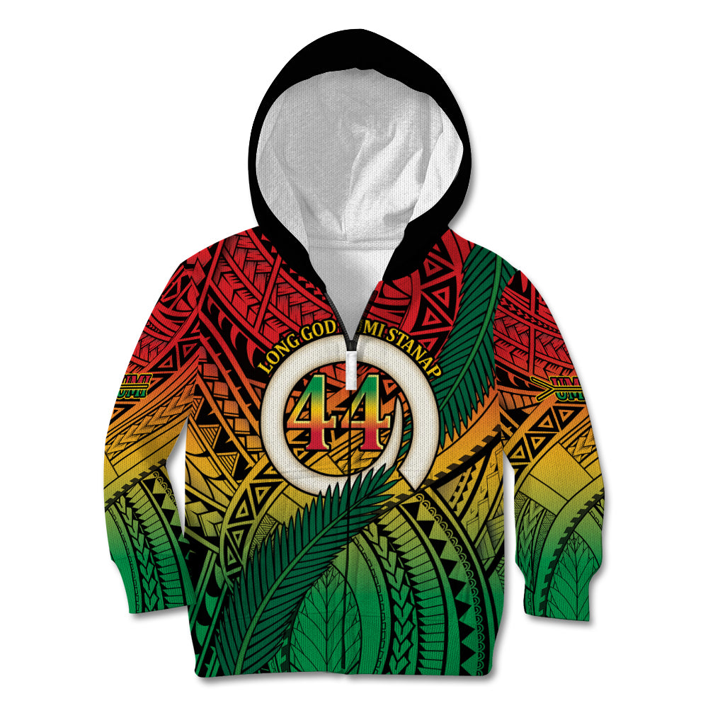 Personalised Vanuatu Yumi 44th Indipendens Dei Kid Hoodie Vanuatuan Broad Tusk with Polynesian Tribal LT9 Zip Hoodie Reggae - Polynesian Pride