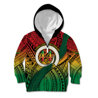 Personalised Vanuatu Yumi 44th Indipendens Dei Kid Hoodie Vanuatuan Broad Tusk with Polynesian Tribal LT9 Zip Hoodie Reggae - Polynesian Pride