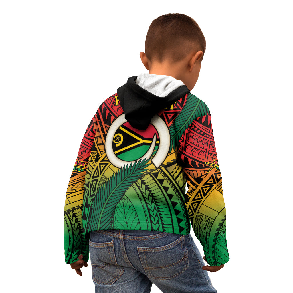 Personalised Vanuatu Yumi 44th Indipendens Dei Kid Hoodie Vanuatuan Broad Tusk with Polynesian Tribal LT9 - Polynesian Pride