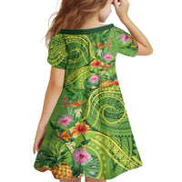 Polynesian Tribal Flower Tattoo Family Matching Tank Maxi Dress and Hawaiian Shirt Special Lime Green Vibe