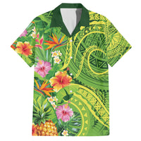 Polynesian Tribal Flower Tattoo Family Matching Tank Maxi Dress and Hawaiian Shirt Special Lime Green Vibe