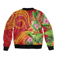 Polynesian Tribal Flower Tattoo Bomber Jacket Special Vermilion Vibe