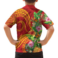 Polynesian Tribal Flower Tattoo Family Matching Tank Maxi Dress and Hawaiian Shirt Special Vermilion Vibe LT9 - Polynesian Pride