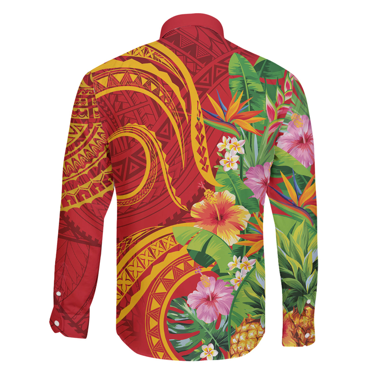 Polynesian Tribal Flower Tattoo Family Matching Tank Maxi Dress and Hawaiian Shirt Special Vermilion Vibe LT9 - Polynesian Pride