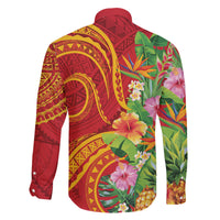 Polynesian Tribal Flower Tattoo Family Matching Tank Maxi Dress and Hawaiian Shirt Special Vermilion Vibe LT9 - Polynesian Pride