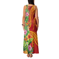 Polynesian Tribal Flower Tattoo Family Matching Tank Maxi Dress and Hawaiian Shirt Special Vermilion Vibe LT9 - Polynesian Pride