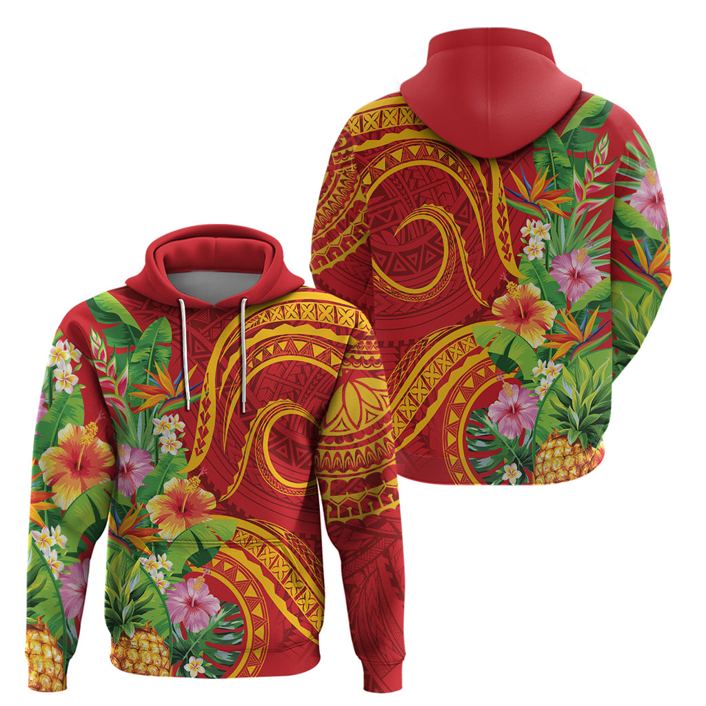 Polynesian Tribal Flower Tattoo Hoodie Special Vermilion Vibe
