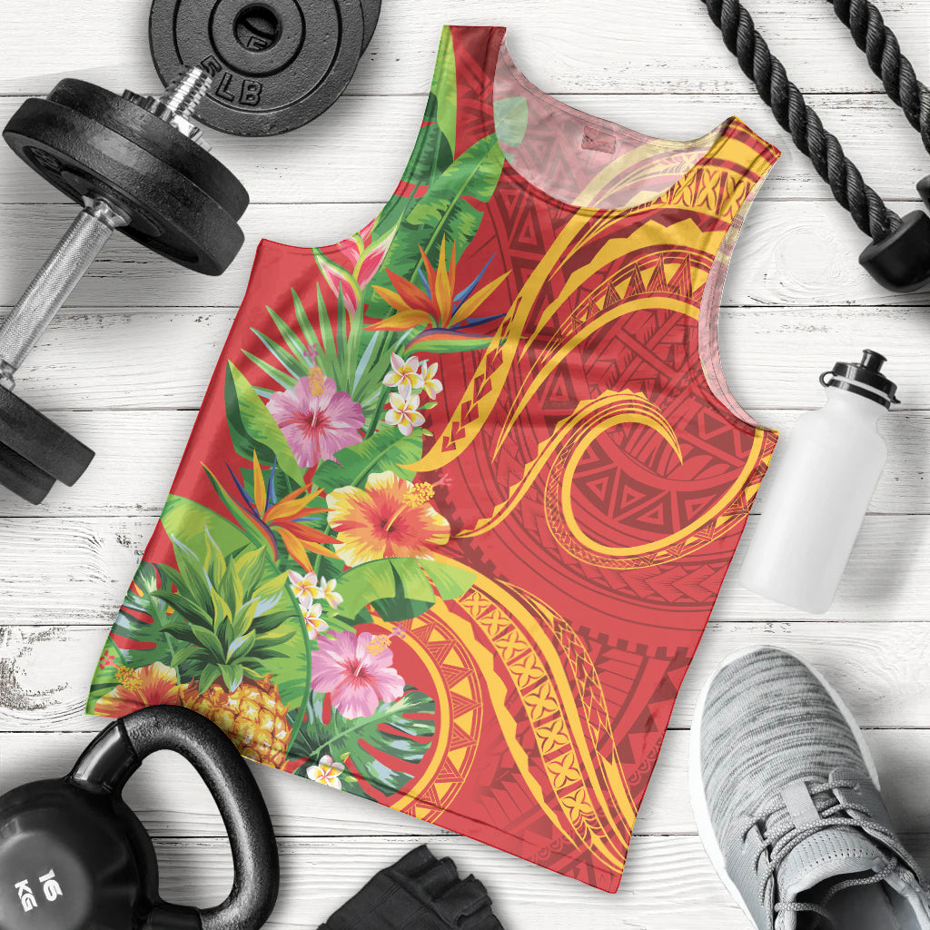 Polynesian Tribal Flower Tattoo Men Tank Top Special Vermilion Vibe