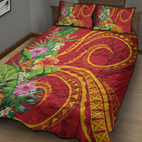 Polynesian Tribal Flower Tattoo Quilt Bed Set Special Vermilion Vibe