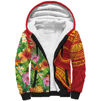 Polynesian Tribal Flower Tattoo Sherpa Hoodie Special Vermilion Vibe