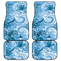 Polynesian Hibiscus Flower Tribal Car Mats Blue Color