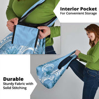 Polynesian Hibiscus Flower Tribal Grocery Bag Blue Color