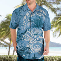 Polynesian Hibiscus Flower Tribal Hawaiian Shirt Blue Color