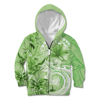 Polynesian Hibiscus Flower Tribal Kid Hoodie Lime Green Color LT9 Zip Hoodie Lime Green - Polynesian Pride