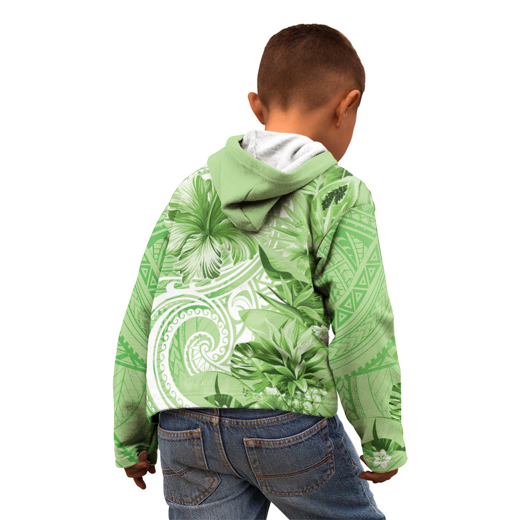 Polynesian Hibiscus Flower Tribal Kid Hoodie Lime Green Color LT9 - Polynesian Pride