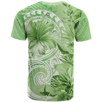 Polynesian Hibiscus Flower Tribal T Shirt Lime Green Color