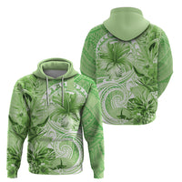 Polynesian Hibiscus Flower Tribal Zip Hoodie Lime Green Color