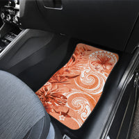 Polynesian Hibiscus Flower Tribal Car Mats Peach Color