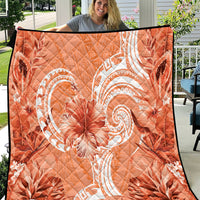 Polynesian Hibiscus Flower Tribal Quilt Peach Color LT9 Peach - Polynesian Pride